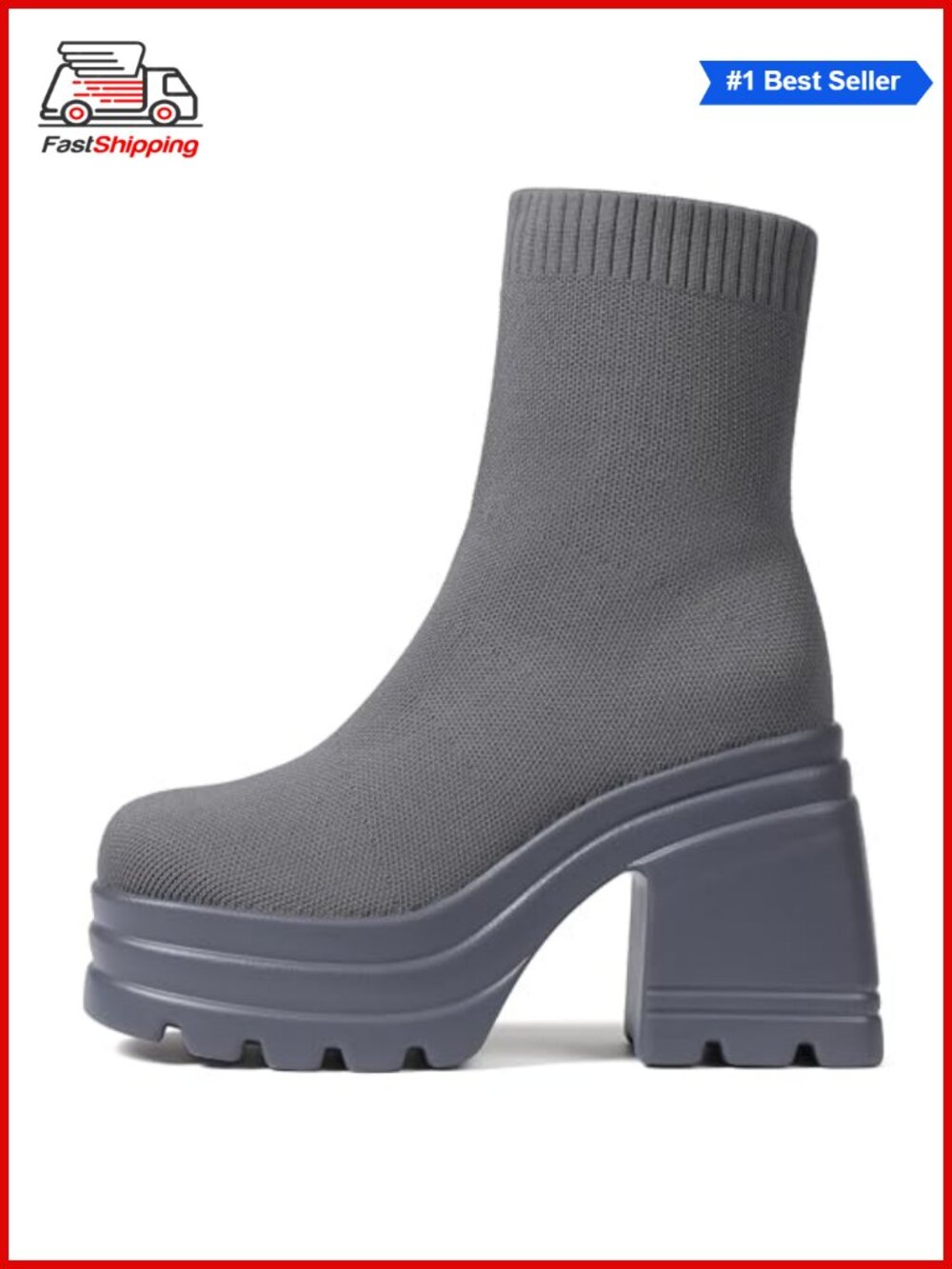 ✨ Women Platform Ankle Boots Slip On Chunky Block High Heel Booties